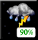 Wednesday Night: Showers and thunderstorms. Mostly cloudy, with a low around 55. North wind around 7 mph, with gusts as high as 20 mph. Chance of precipitation is 90%. Wednesday Night: Showers And Thunderstorms
