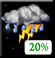 Monday Night: Showers and thunderstorms likely. Mostly cloudy, with a low around 61. Wind around 0 mph. Chance of precipitation is 60%. Monday Night: Showers And Thunderstorms Likely